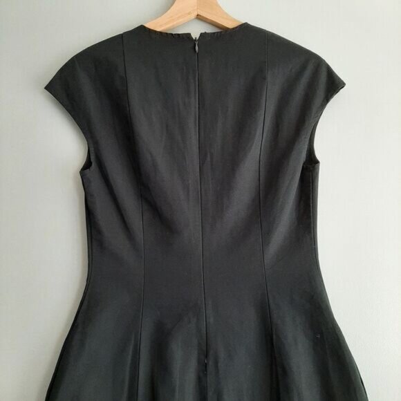 GAP | Cotton Linen Crewneck Cap Sleeve Sheath Knee Length Dress Black 2 Flawed - Picture 6 of 11